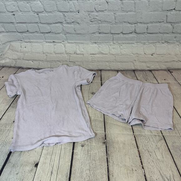 Brave Little Ones Lilac Color Ribbed Bamboo Shorts Set - Picture 1 of 3